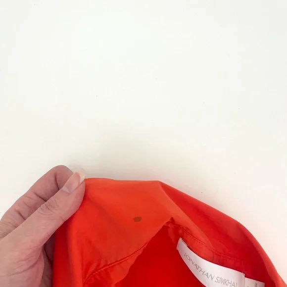 Jonathan Simkhai Aulora Orange Cutout Poplin Collared Mini Dress Size Medium - Picture 9 of 11